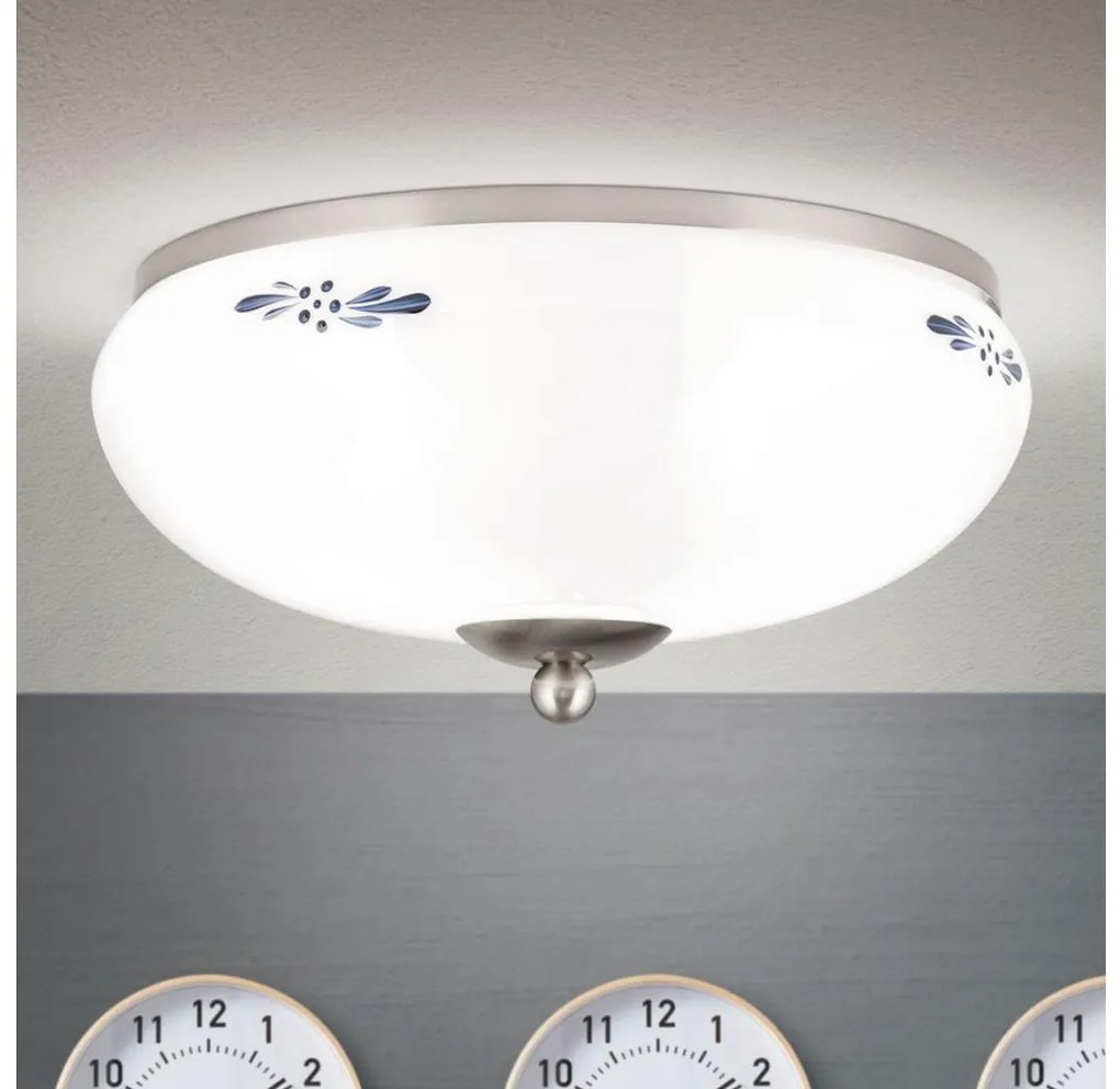 Orion DL 7-673- Plafoniera LANDHAUS 2xE27/60W/230V Ø 28 cm m. cromo/bianco