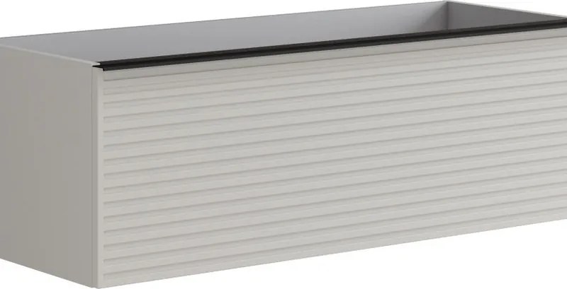 Mobile da bagno sospeso sotto lavabo Pixel stripes 1 cassetto L 120 x H 40 x P 45.5 cm grigio pastello e maniglia alluminio nero opaco