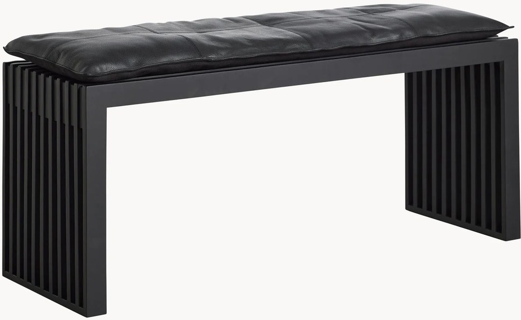 Panca in legno con cuscino in pelle Rib