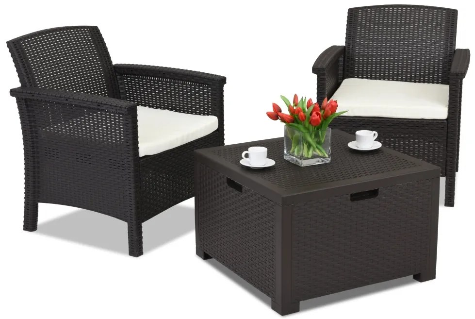 Set Venezia Terrace Box 2 in rattan marrone con cassettiera Bica