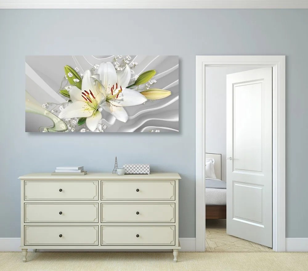 Quadro su tela – Giglio bianco su sfondo interessante