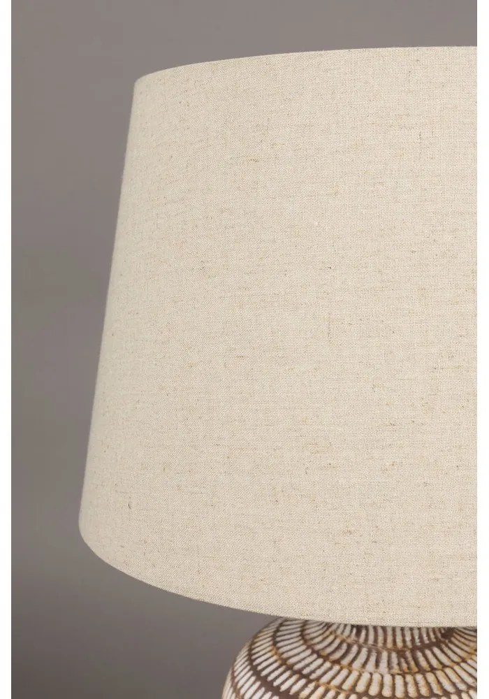 Lampada da tavolo beige con paralume in lino Russel - Dutchbone