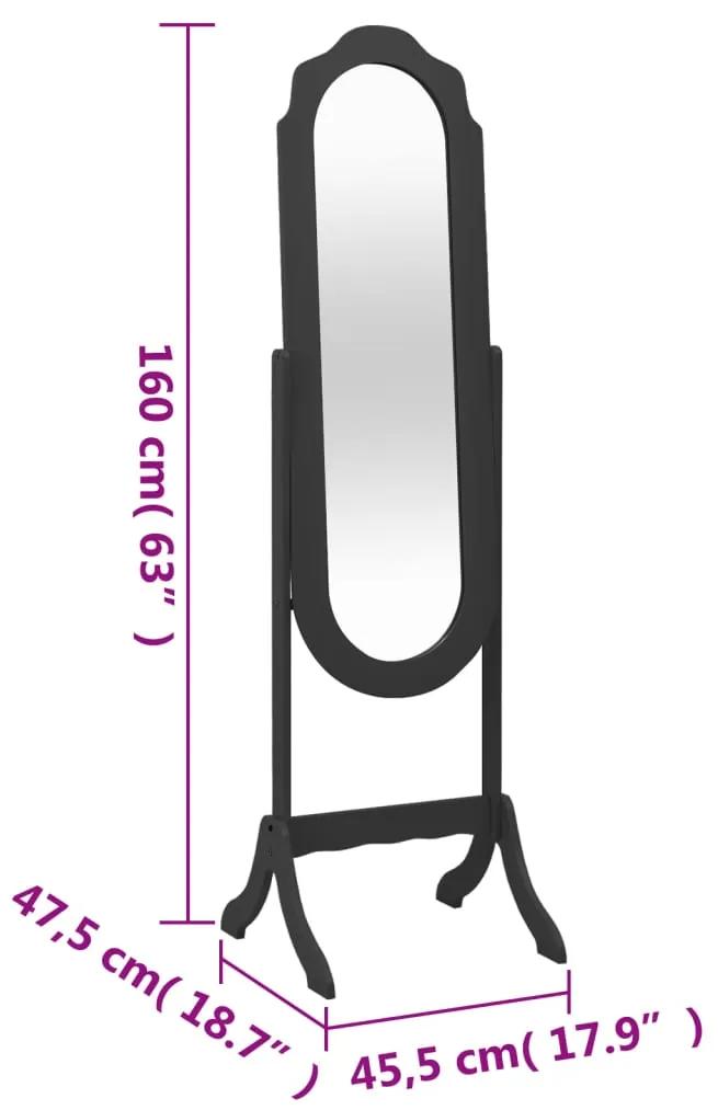 Specchio Autoportante Nero 45,5x47,5x160 cm Legno Multistrato
