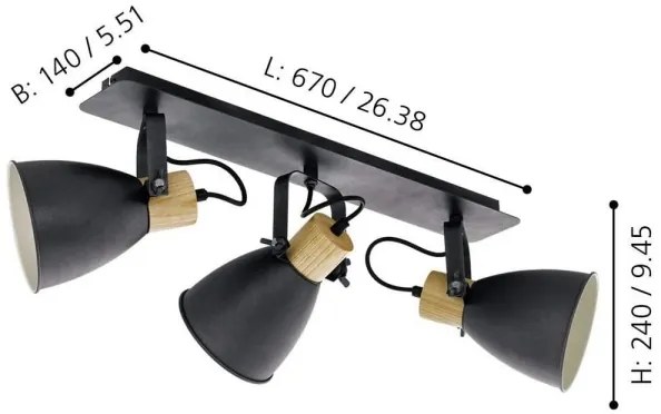 Eglo 99076 - Luce Spot COSWARTH 3xE27/40W/230V