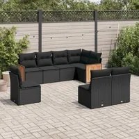 Set Divani da Giardino con Cuscini 8 pz Nero in Polyrattancod mxl 90135