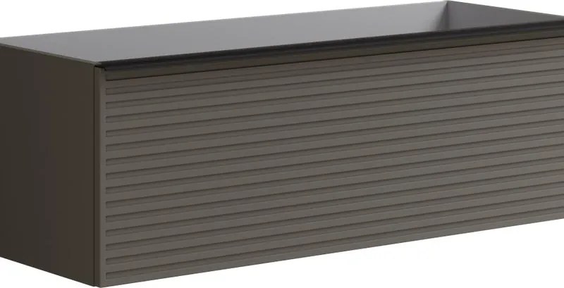 Mobile da bagno sospeso sotto lavabo Pixel stripes 1 cassetto L 120 x H 40 x P 45.5 cm grigio carbone e maniglia alluminio nero opaco