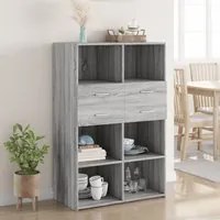 Credenza Grigio Sonoma 80x42,5x124 cm in Legno Multistrato 3281390