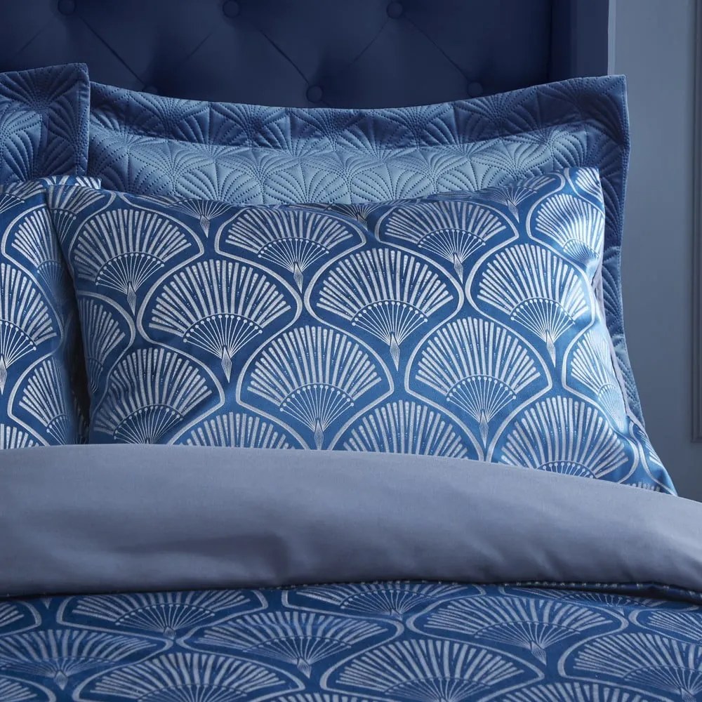 Set copripiumino e federa blu per letto matrimoniale e per letto esteso 230x220 cm Art Deco Pearl – Catherine Lansfield