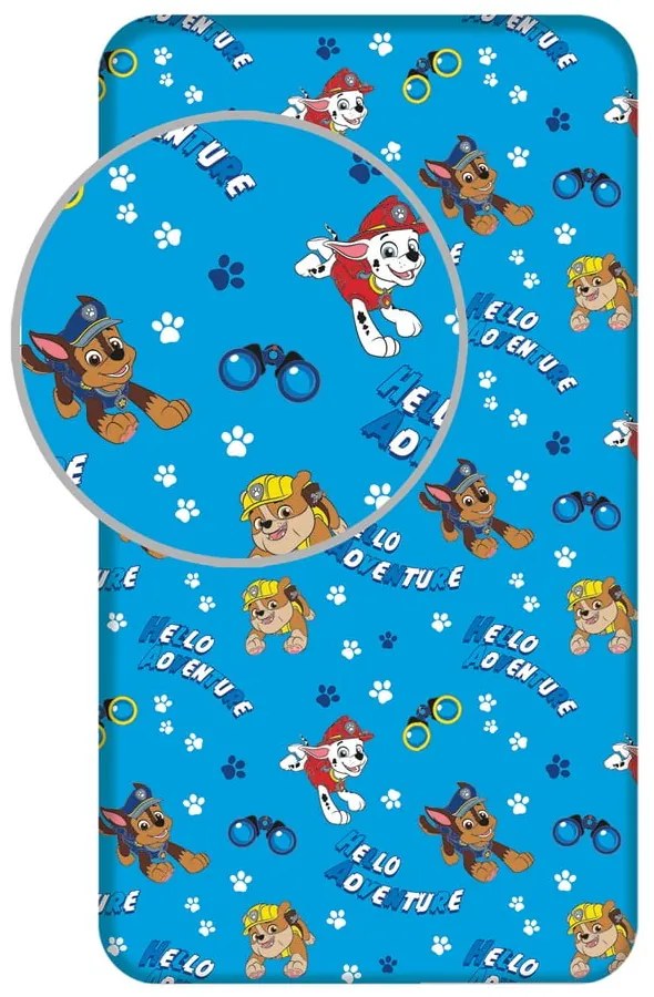 Lenzuolo con angoli per bambini blu in cotone per letto singolo 90x200 cm Paw Patrol – Jerry Fabrics