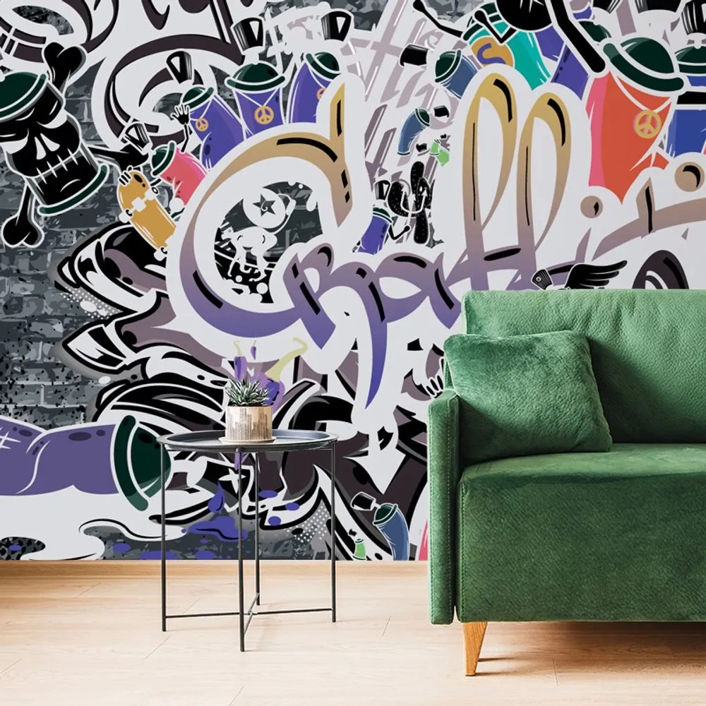 Carta da parati – Muro graffiti viola trendy