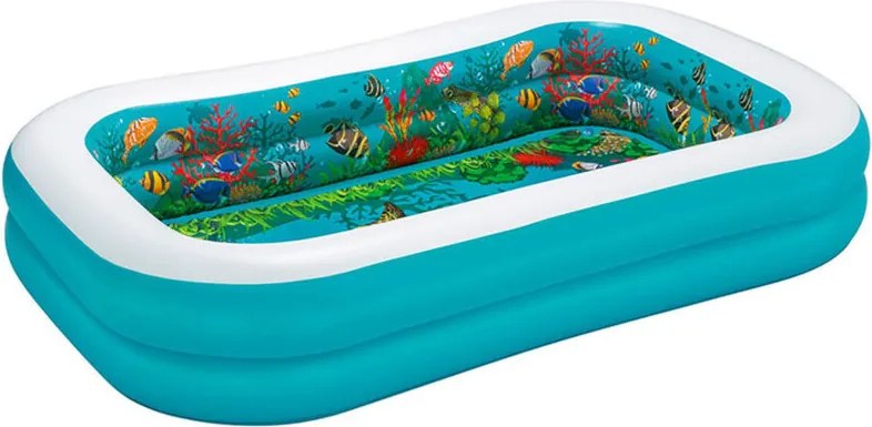 Bestway Piscina Gonfiabile 2 Camere Fondo 3D Marina con Accessori 262x175x51 cm +3 Anni Giardino 54177