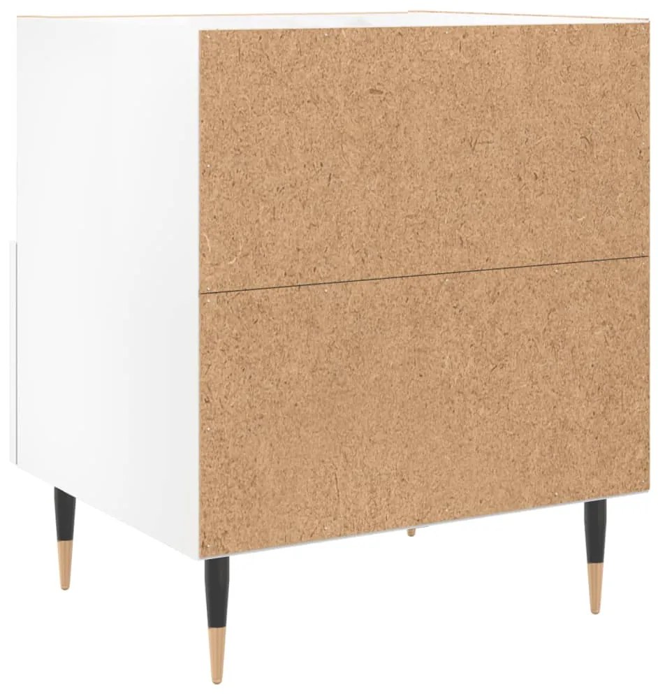 Comodini 2 pz Bianco Lucido 40x35x47,5 cm in Legno Multistrato