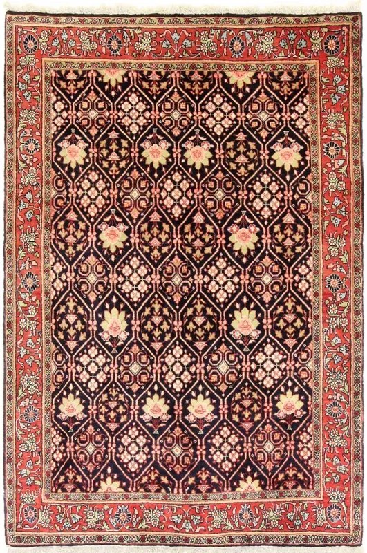 Sarouk Tappeto 200x140 Blu (Iran) Annodato A Mano