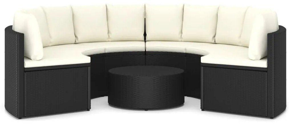 Set divani da giardino 7 pz con cuscini in polyrattan nero