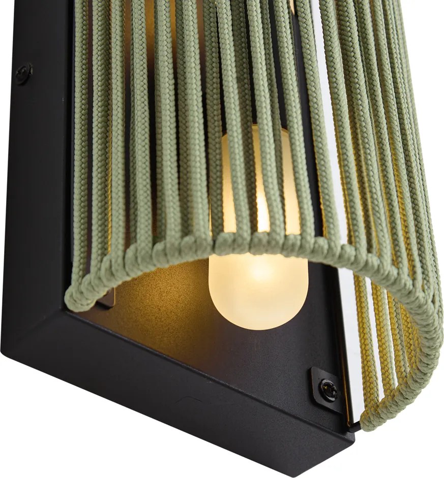 Lampada da parete Japandi verde con nero IP44 - Jayla