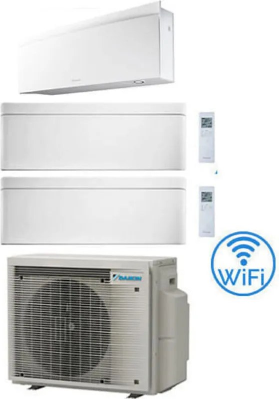 Daikin - Climatizzatore garanzia italia Stylish Bianco + Emura WiFi Trial Split Inverter 7000 + 7000 + 12000 btu con u.e. 3MXM52A9 Classe a+++/a+++
