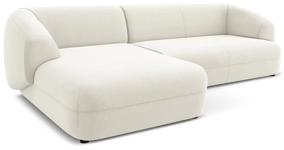 Divano angolare bianco (con penisola a sinistra) con rivestimento in velluto Moana – Makamii