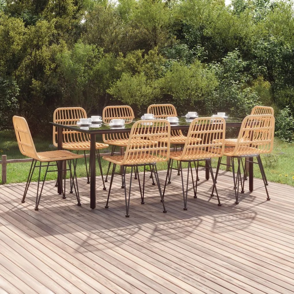 Set da pranzo da giardino 9 pz in polyrattan