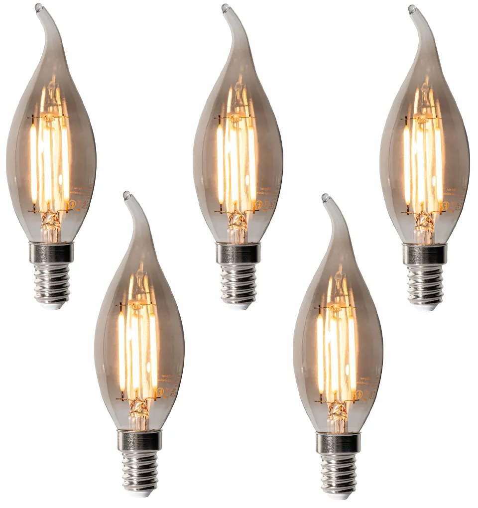 Set di 5 lampadine LED E14 dimmerabili BXS35 fumé 4W 300 lm 2200K