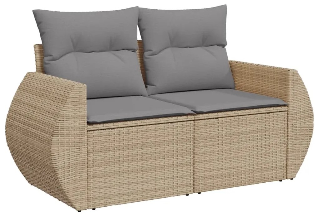 Set Divano da Giardino 4 pz con Cuscini Beige in Polyrattan