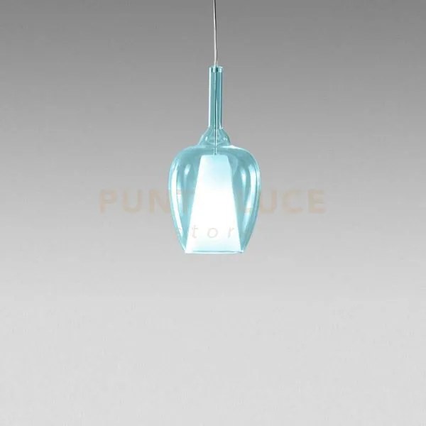 Ofelia s/10 mini - vetro blu-trasparente e portalampada bianco atta...