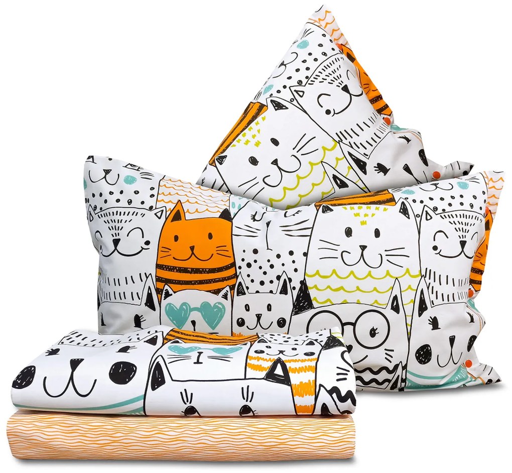Completo letto matrimoniale gatti cotone SmartDecoHome