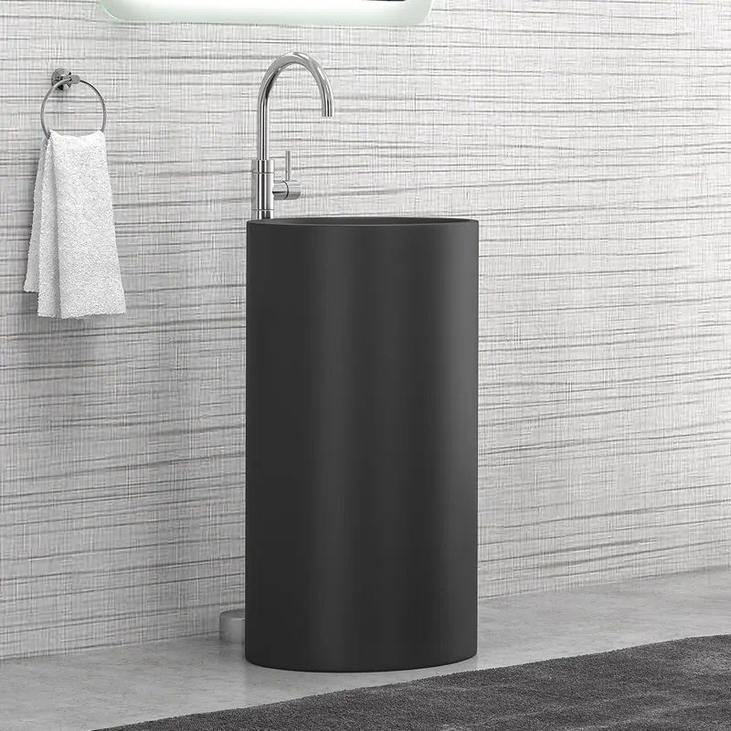 Lavabo bagno da terra monoblocco colore nero opaco MIL-FN - KAMALU