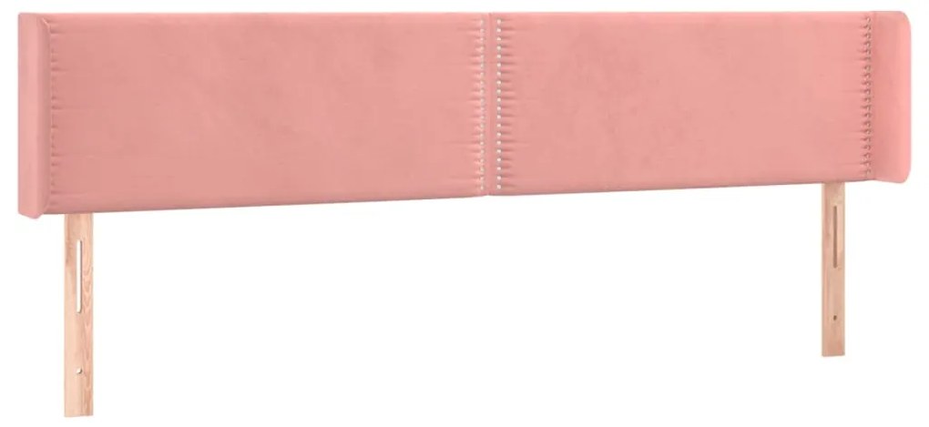 Testiera ad orecchio rosa 203x16x78/88 cm in velluto