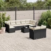 Set Divani da Giardino 10pz con Cuscini in Polyrattan Nero 3218156