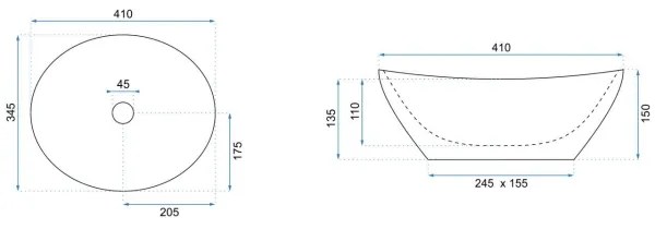 REA-U5611 - Lavabo da appoggio SOFIA 34,5x41 cm ceramica/nero/effetto marmo