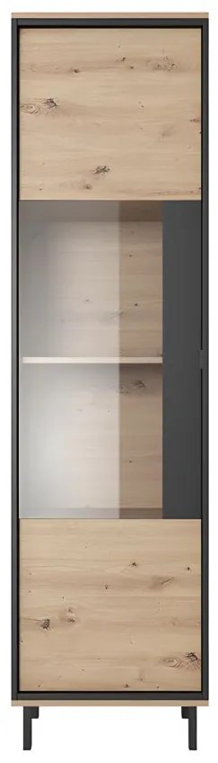 Vetrina 1 anta con LED Rovere e Antracite - BAYORI