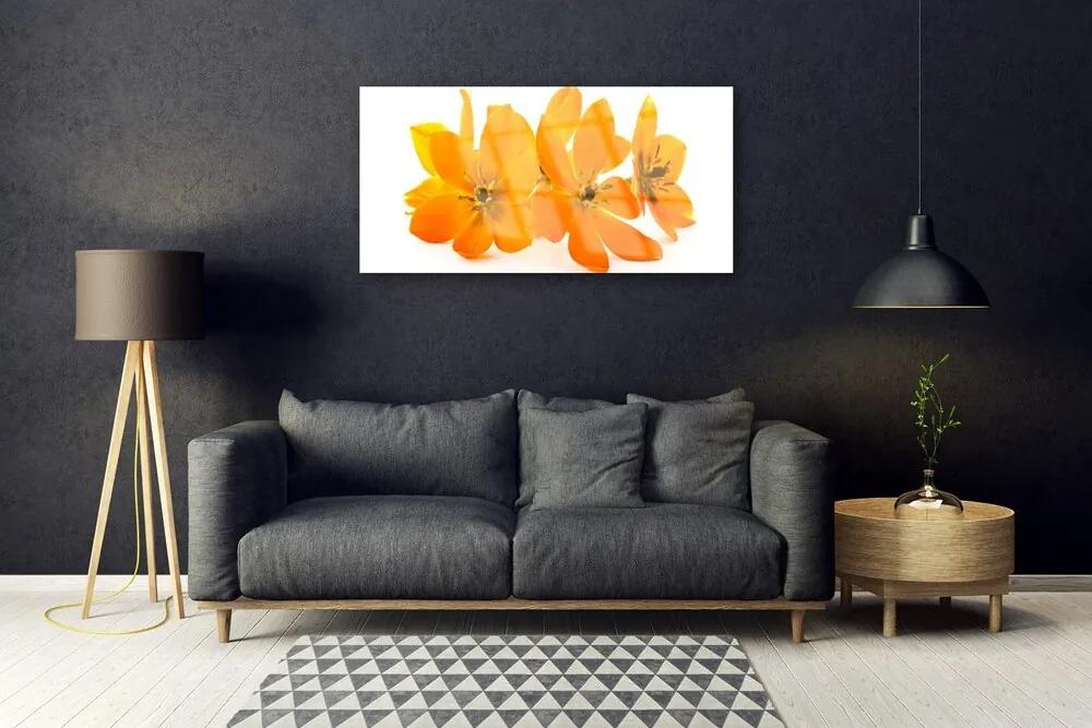 Quadro acrilico Fiori di piante arancioni 100x50 cm