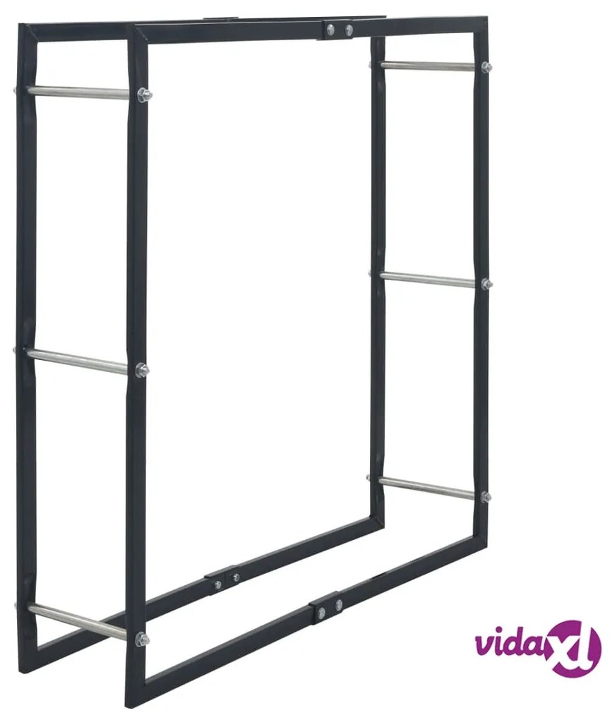 vidaXL Rastrelliera per Legna da Ardere Nera 100x25x100 cm in Acciaio