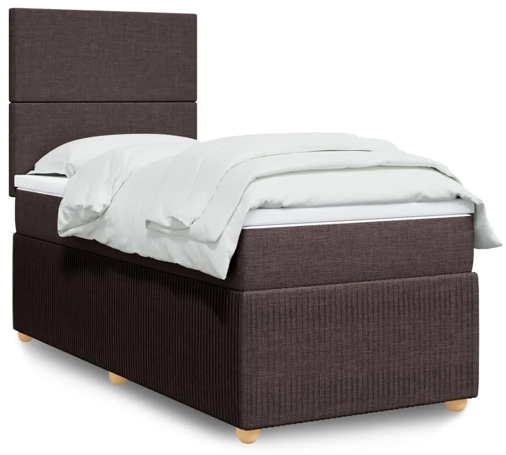 Giroletto A Molle Con Materasso Marrone Scuro 90x190cm Tessuto /