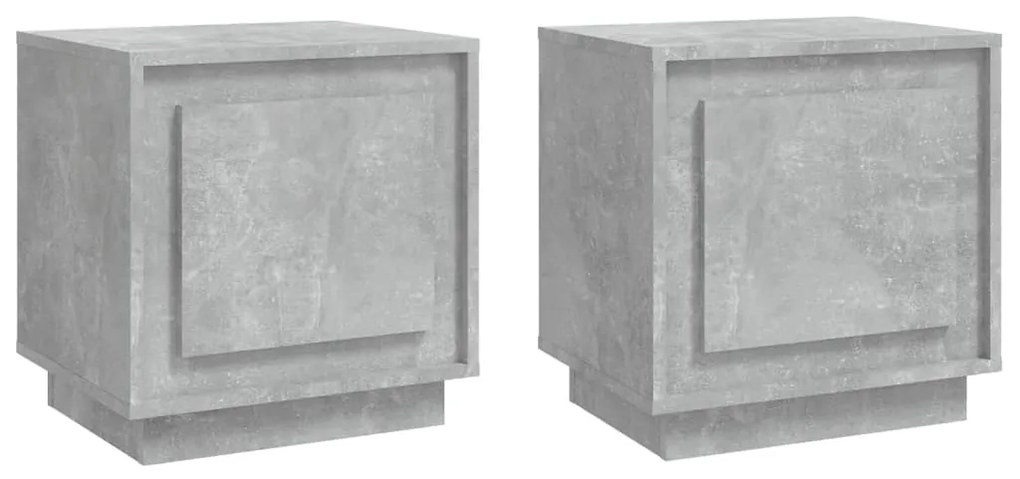 Comodini 2 pz Grigio Cemento 44x35x45 cm in Legno Multistrato