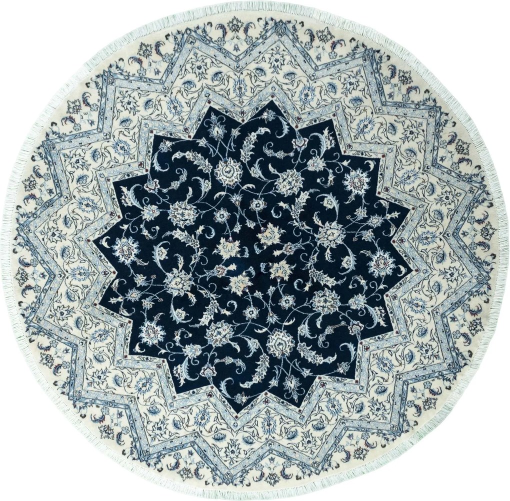 Nain Tappeto persiano 200 x 200 Blu (Iran) Annodato A Mano