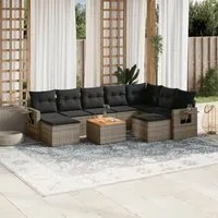 Set Divano da Giardino 10 pz con Cuscini Grigio in Polyrattan 3224849