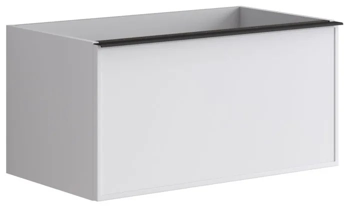 Mobile da bagno sotto lavabo Pixel frame bianco e maniglia alluminio nero laccato opaco L 80 x H 40 x P 45.5 cm 2 cassetti, lavabo non incluso