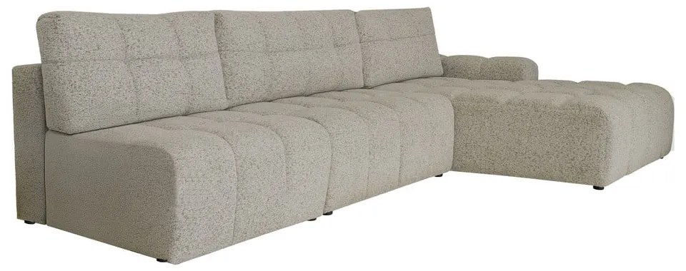 Divano angolare componibile marrone chiaro allungabile/con contenitore (con penisola a destra) Lulu – Miuform