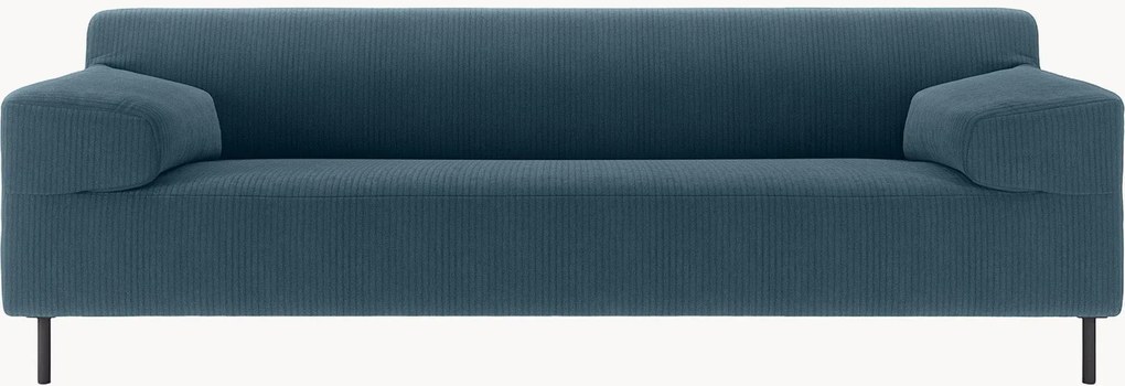 Divano 3 posti in velluto a coste blu navy/nero freistil180, larg. 222 cm