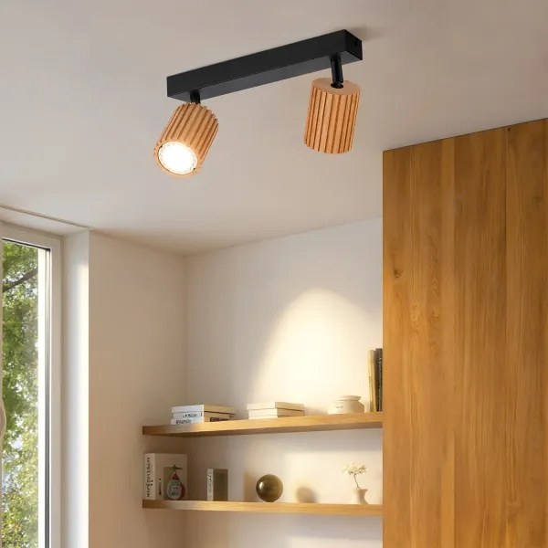 Brilagi - Faretto MODERN WOOD 2xGU10/8W/230V legno/nero