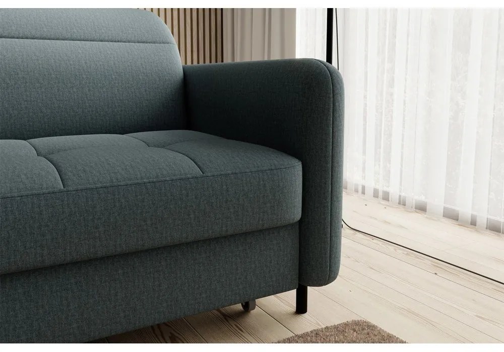 Divano angolare verde polveroso allungabile/con contenitore (con penisola a sinistra/con chaise lounge) e rivestimento in velluto Gomsi – ELTAP