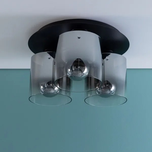 Brilliant - Plafoniera BETH 3xE27/60W/230V Ø 37 cm nero/fumé