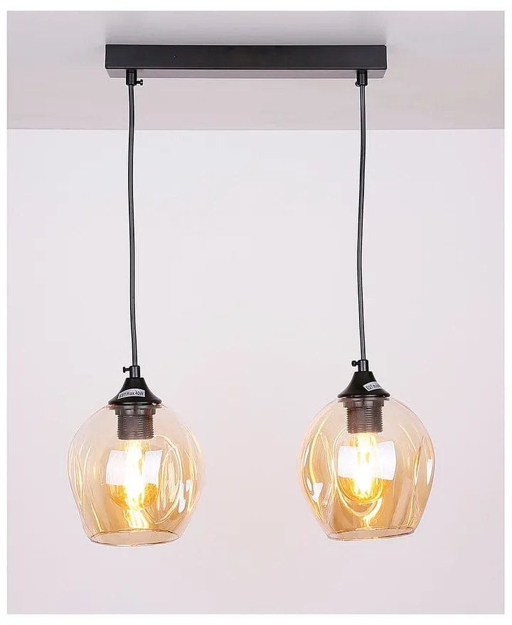 Lampada a sospensione nera con paralume in vetro 14x48 cm Aspa - Candellux Lighting