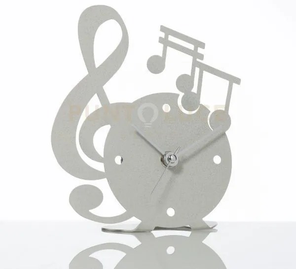 Orologio musica avorio in ferro e polimetilmetacrilato 13,5x15,5cmh