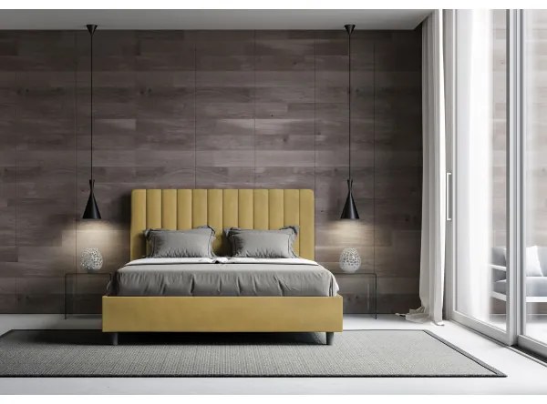 Letto contenitore da 160x190 in microfibra ocra Agueda