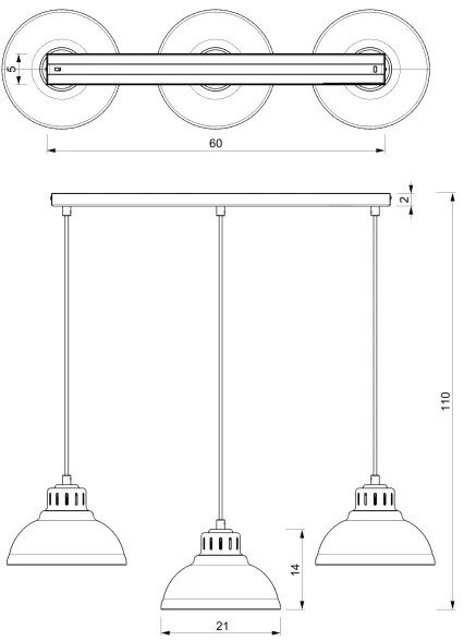 Lampadario a sospensione con filo SVEN 3xE27/15W/230V grigio