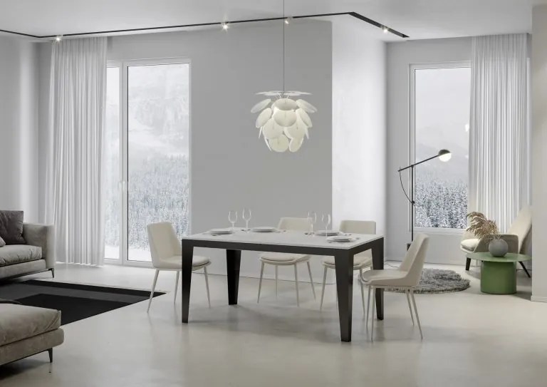 Tavolo Estensibile Flame Evolution P.90 - Struttura Antracite, 90x160/264 cm Flame Evolution / Bianco