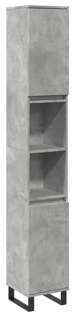 Armadietto bagno grigio cemento 30x30x190 cm legno multistrato