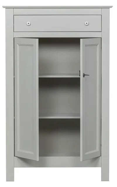 Cassettiera alta con serratura in legno di pino grigio chiaro 93x150 cm Eva - WOOOD